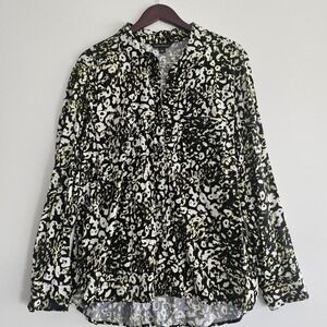 Rock & Republic Leopard Print Blouse - XXL - Roll Tab Sleeve